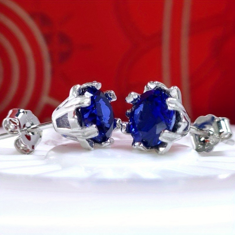 Snowflake Shaped Blue Artificial Gemstone Earrings